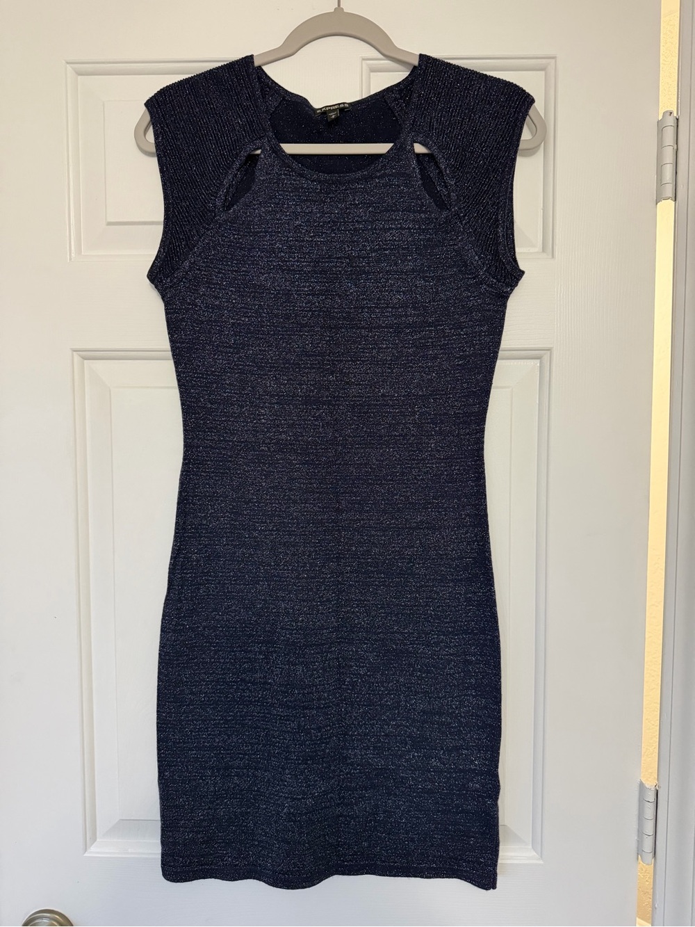 Express Metallic Navy Cutout Bodycon Mini Dress